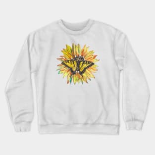 Watercolor sunflower and a butterfly Crewneck Sweatshirt